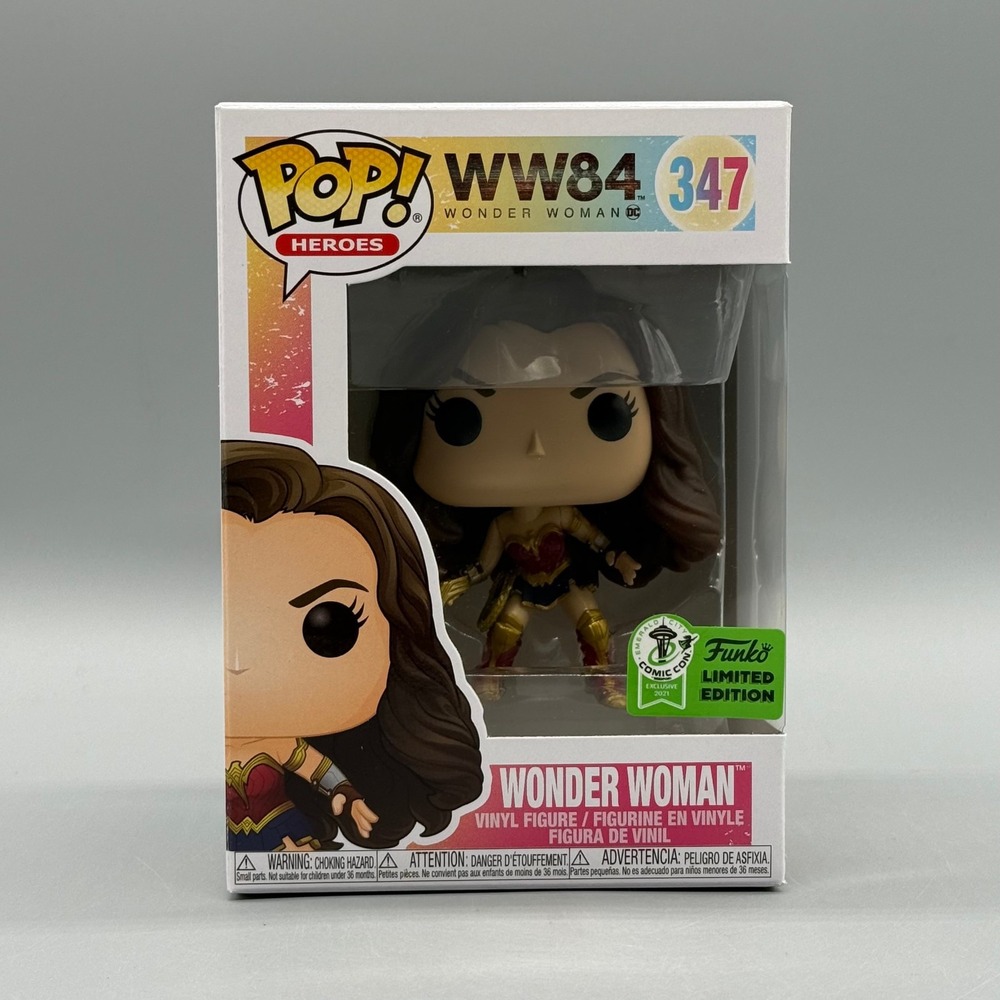 Funko Pop! Heroes #347 Wonder Woman w/ Tiara Boomerang 2021 ECCC Con Sticker